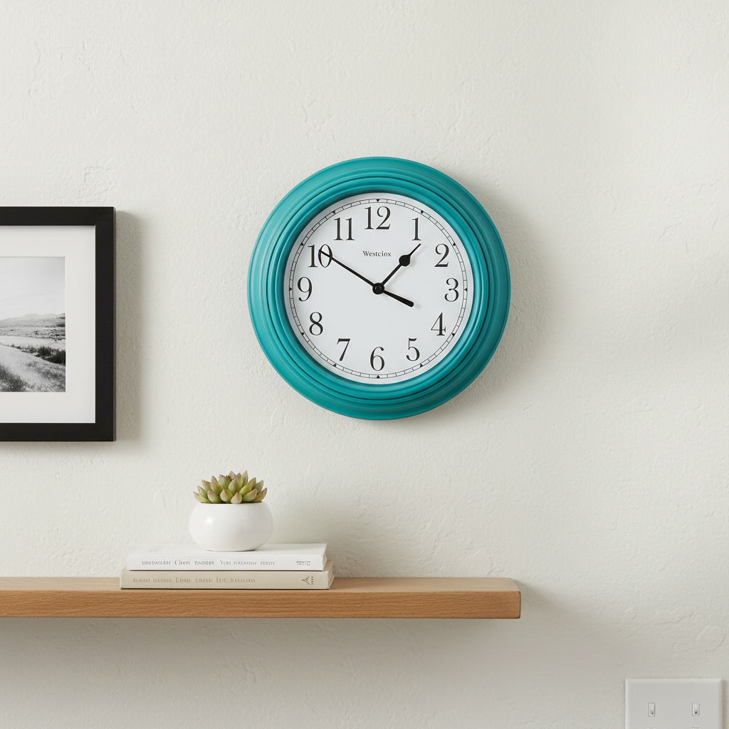 Westclox 9" Basic Teal Wall Clock – Easy-to-Read Dial