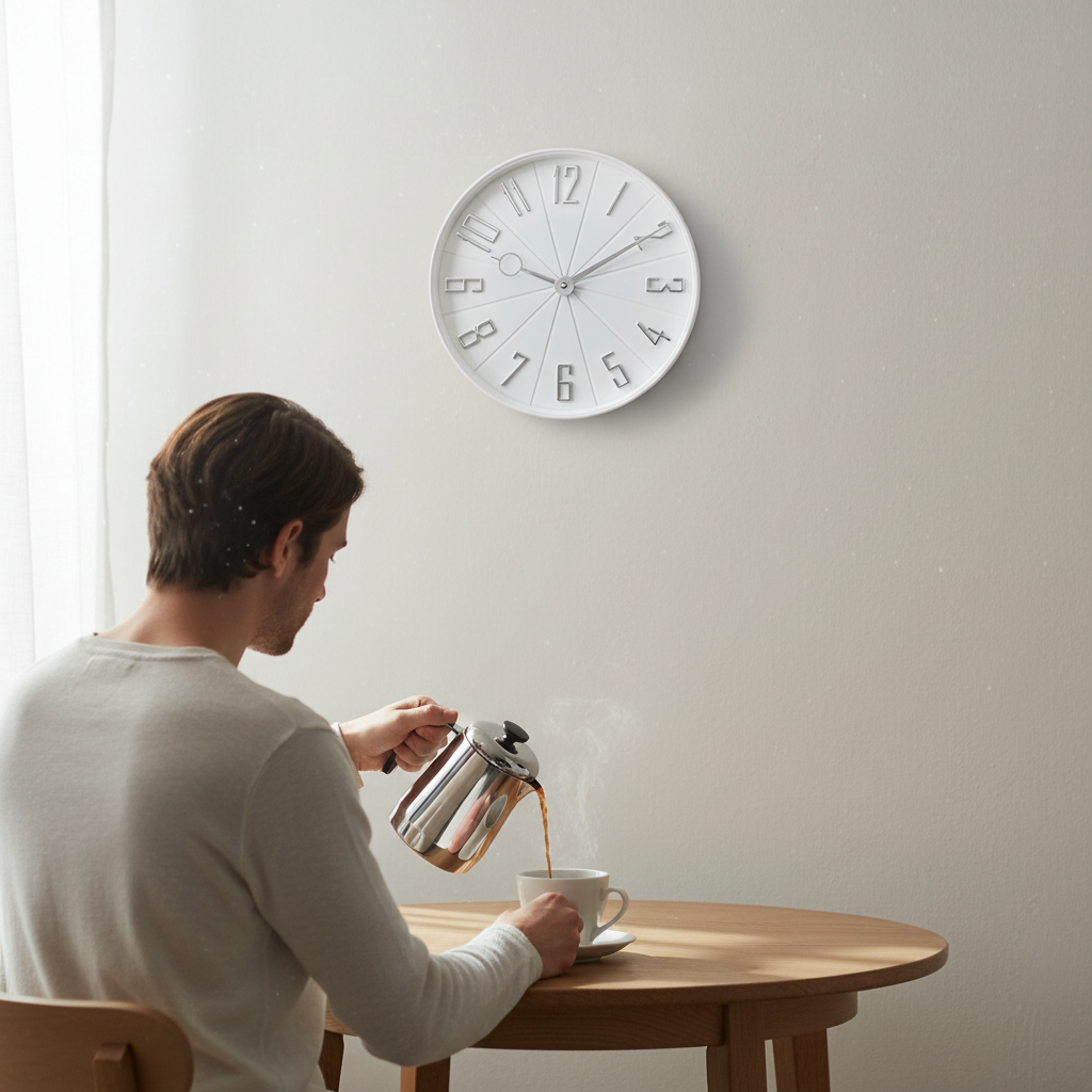 Westclox 12" Contemporary Wall Clock, Raised Silver Numbers, White, Silver Hands, Glass Lens