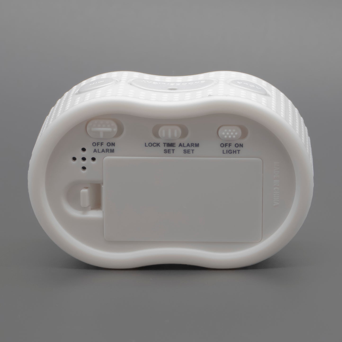 Timelink Alarm Clock, Large Time Display, Automatic Night Light, Grey Rubber Case