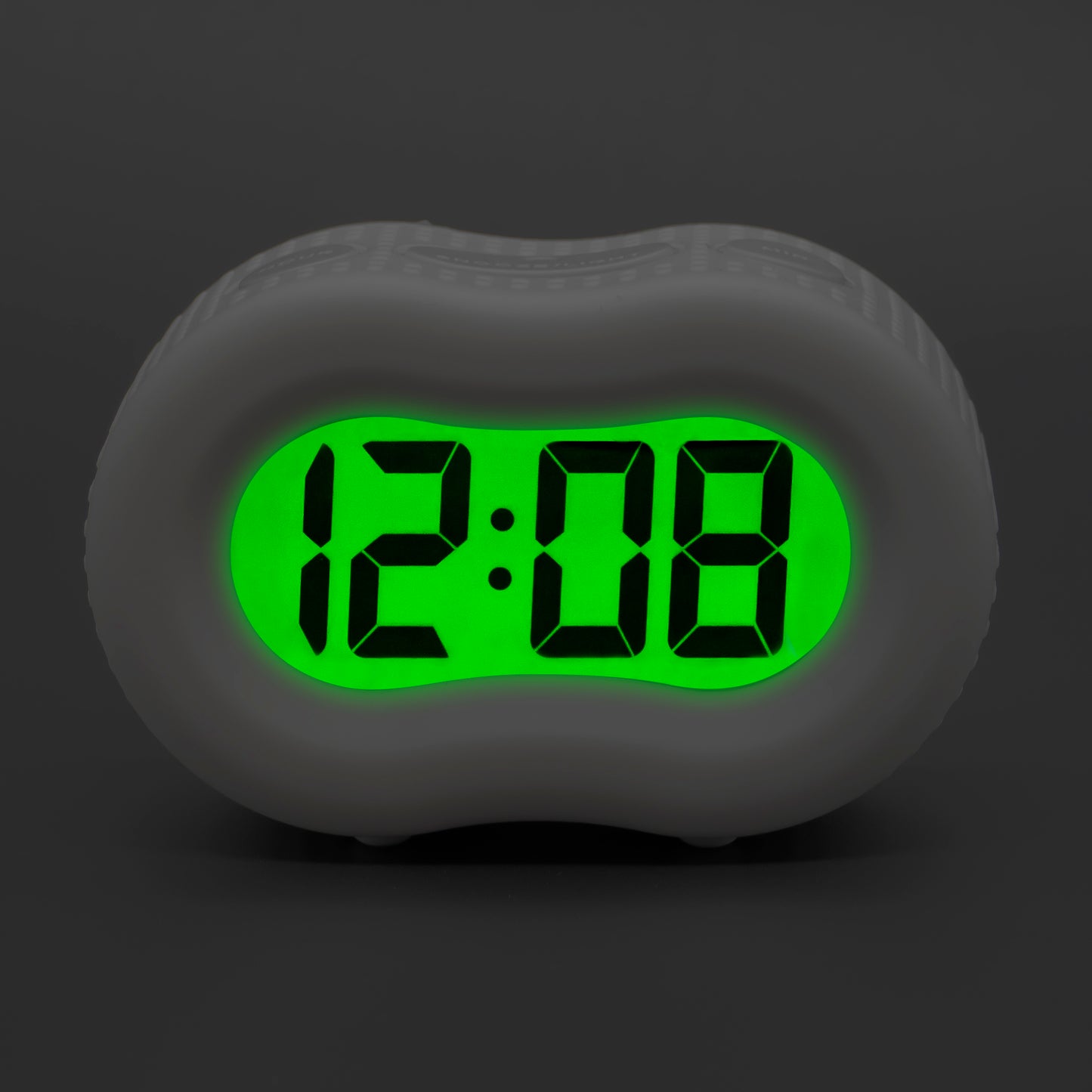 Timelink Alarm Clock, Large Time Display, Automatic Night Light, Grey Rubber Case