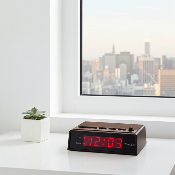 Westclox Woodgrain LED Alarm Clock, 0.6