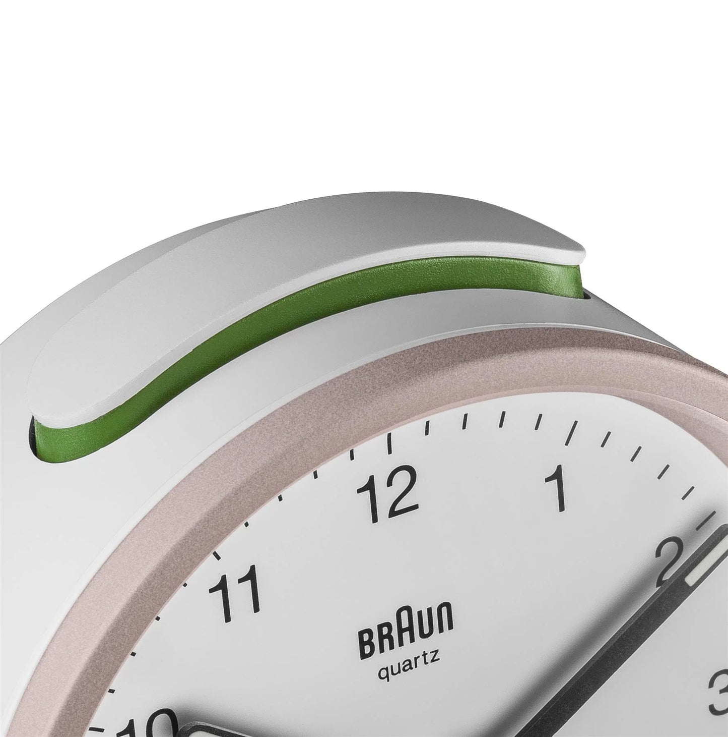 Braun BC12 Analogue Alarm Clock – Iconic Yellow Hand & Quiet Quartz (Pink & White)