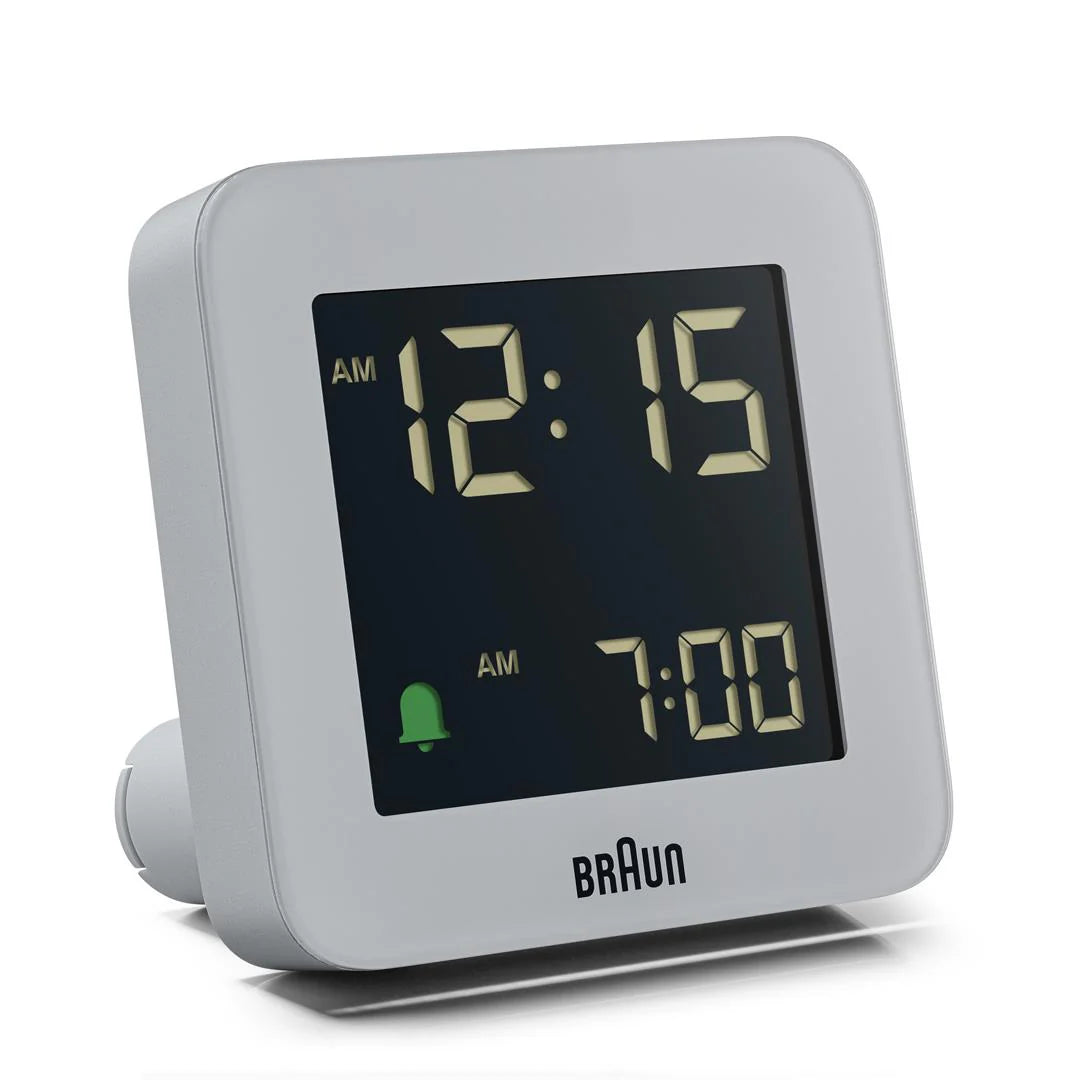 Braun BC09 Digital Alarm Clock – Reverse LCD & Crescendo Alarm (Gray)