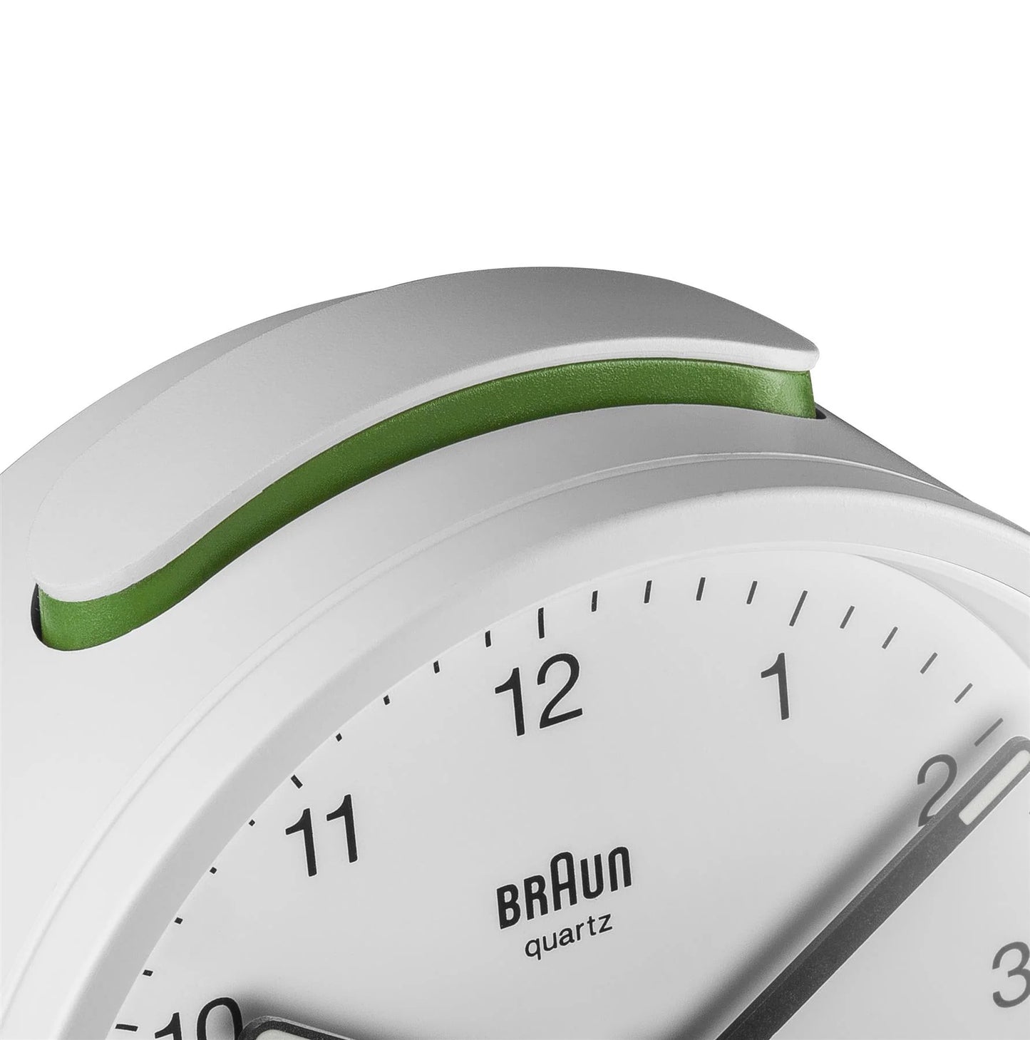 Braun BC12 Analogue Alarm Clock – Iconic Yellow Hand & Quiet Quartz (White)