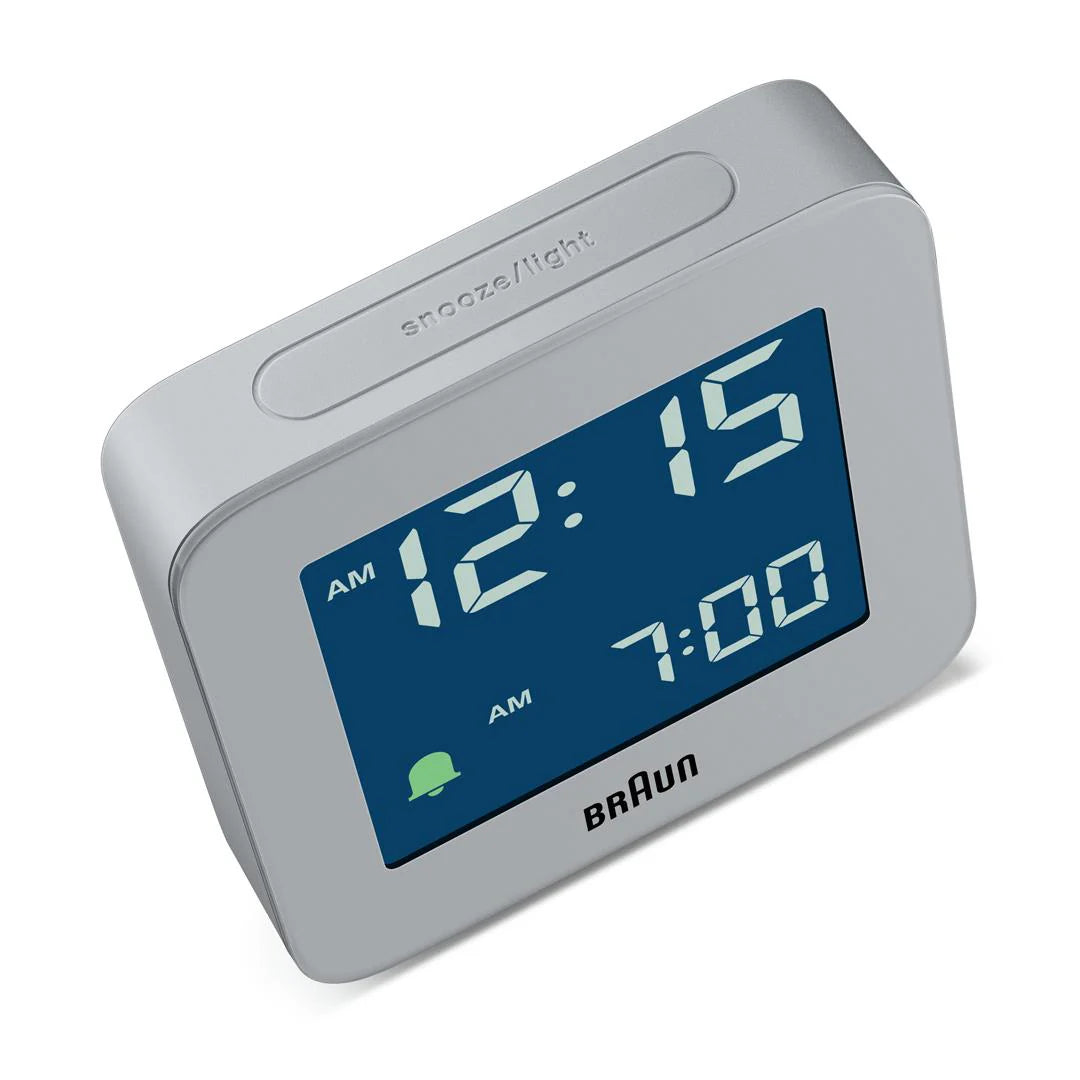 Braun BC09 Digital Alarm Clock – Reverse LCD & Crescendo Alarm (Gray)
