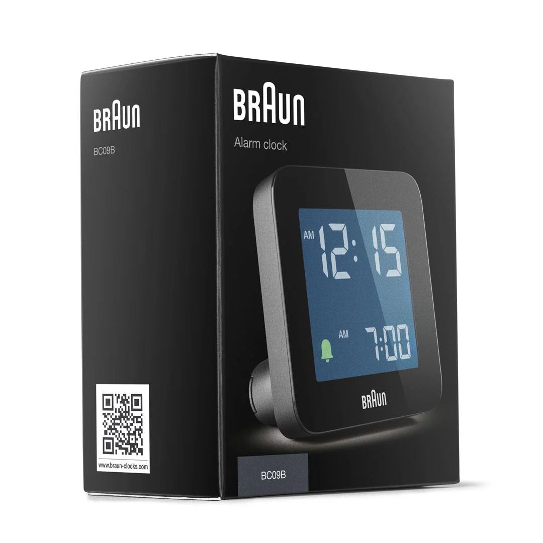 Braun BC09 Digital Alarm Clock – Reverse LCD & Crescendo Alarm (Black)
