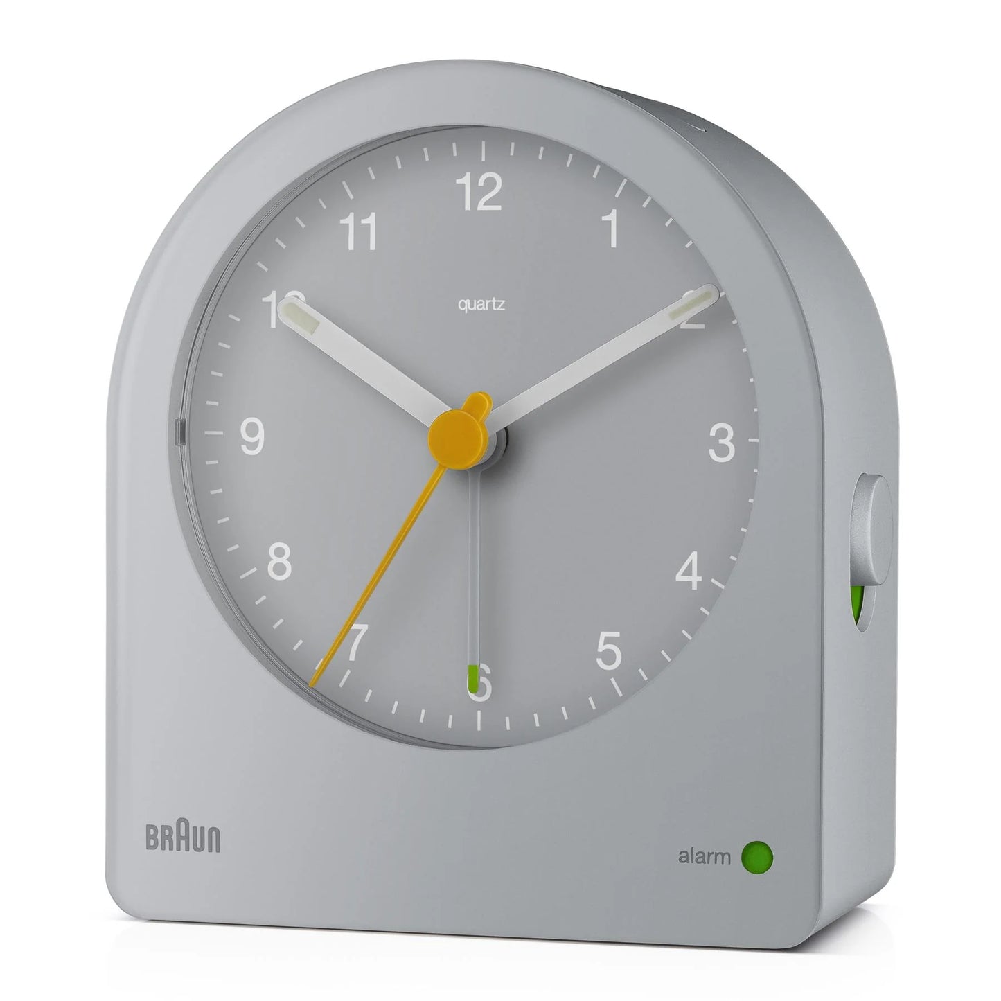 Braun BC22 Analogue Alarm Clock – Continuous Backlight & Quiet Quartz (Grey)