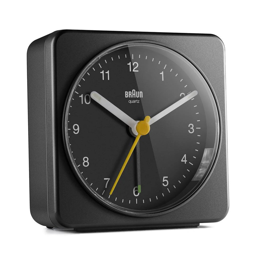 Braun BC03B Analogue Alarm Clock – Quiet Sweep Quartz & Luminous Hands (Black)