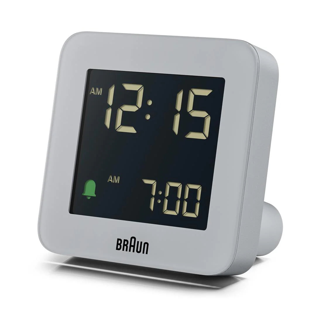 Braun BC09 Digital Alarm Clock – Reverse LCD & Crescendo Alarm (Gray)